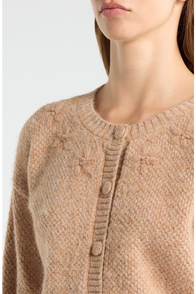 Floral Embroidered Cardigan, Alternate, color, TAUPE