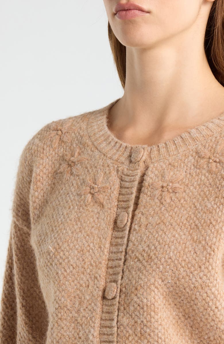 All in Favor Floral Embroidered Cardigan, Alternate, color, Taupe
