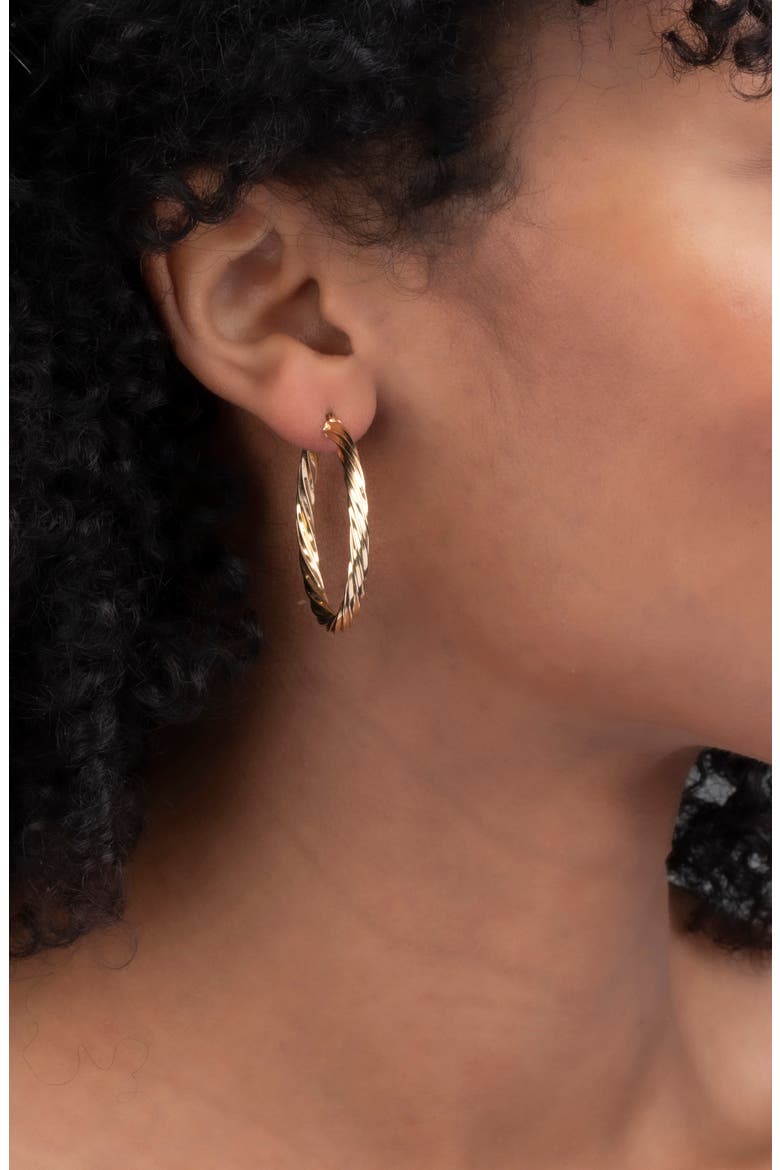 14K Gold Textured Hoop Earrings   (Nordstrom Exclusive), Alternate, color, YELLOW GOLD
