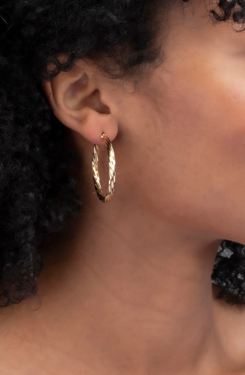 Bony Levy 14K Gold Textured Hoop Earrings, Alternate, color, 