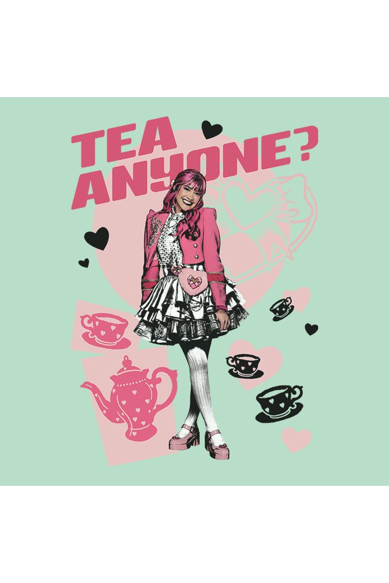 Girl's Descendants Wicked Wonderland Pink Tea Time  Graphic T-Shirt, Alternate, color, Mint