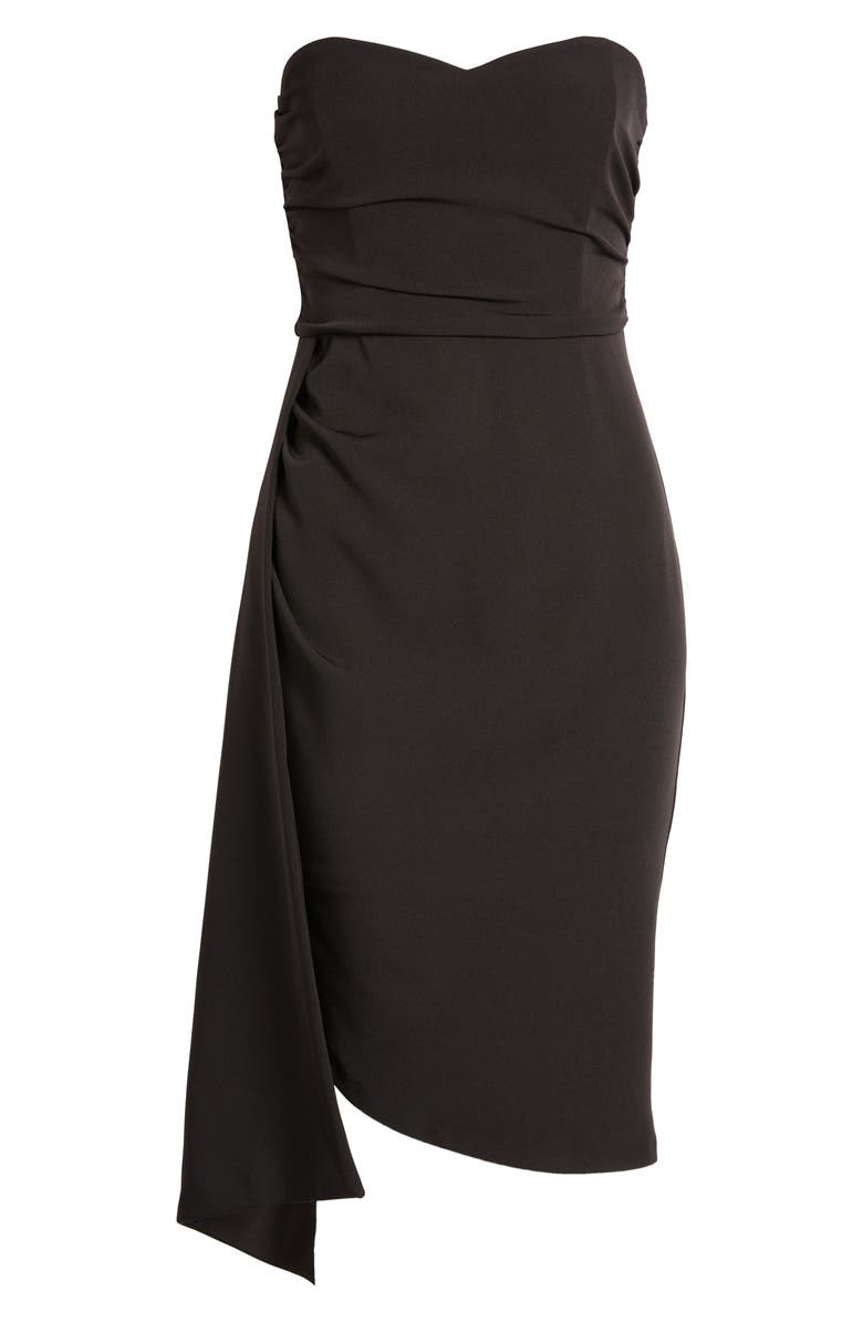 Jewel Badgley Mischka Side Drape Strapless Cocktail Dress, Alternate, color,