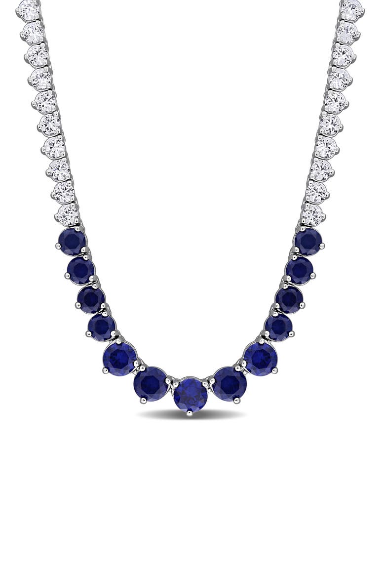 Lab Created Sapphire Collar Necklace, Main, color, BLUE