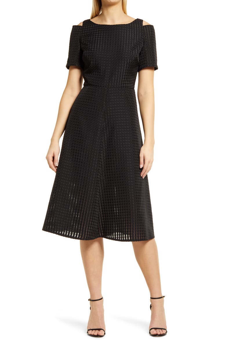Shani Cold Shoulder Jacquard Dress, Alternate, color,