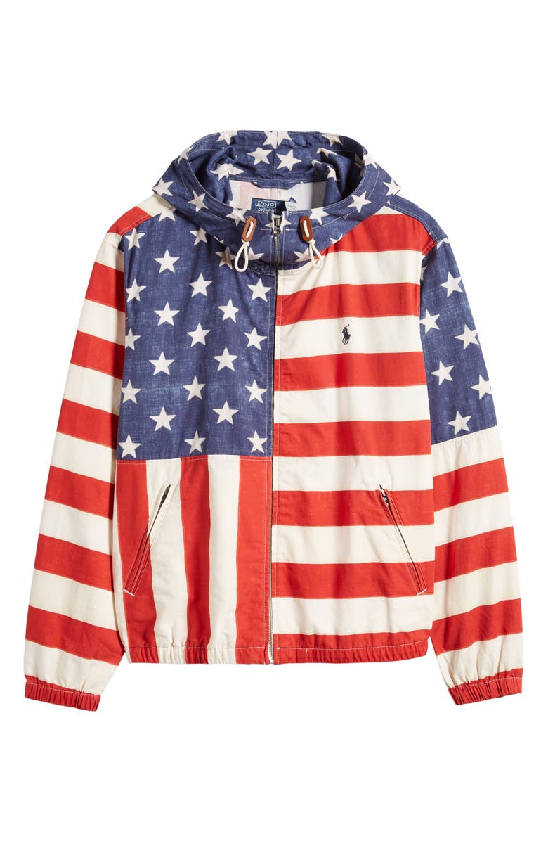 Polo Ralph Lauren American Flag Hooded Bomber Jacket, Alternate, color, 