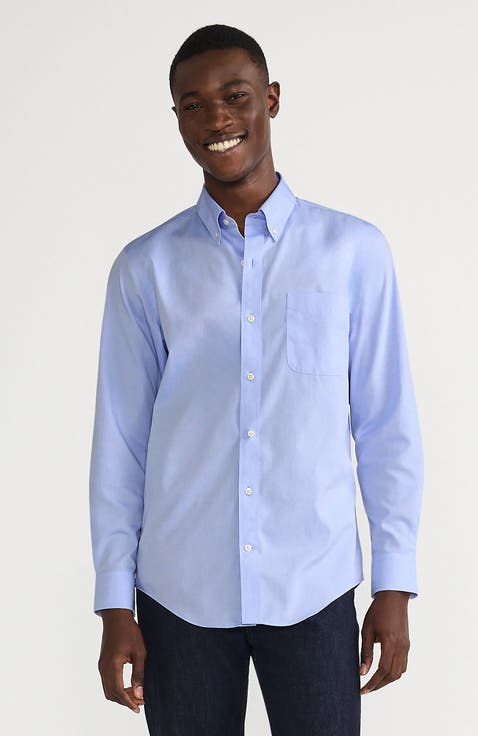 School Uniform  Tailored Fit No Iron Solid Supima Cotton Pinpoint Buttondown Collar Dress Shirt