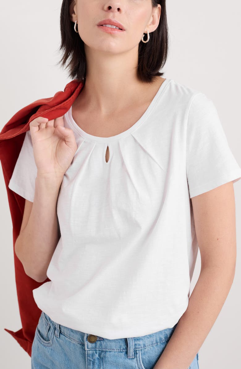 Seasalt Cornwall Appletree Keyhole Organic Cotton T-Shirt, Main, color, Salt