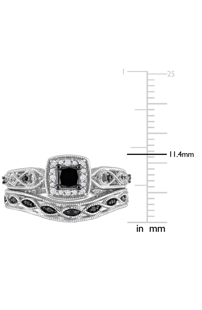 DELMAR Black & White Diamond Wedding Band & Engagement Ring Set, Alternate, color, 