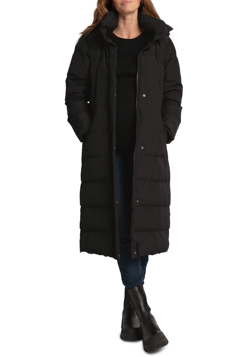 Seraphine Belted Maternity Puffer Jacket with Removable Faux Fur Trim Hood, Main, color,
