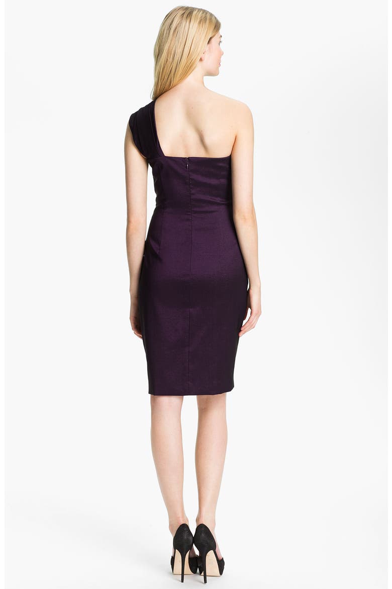 One Shoulder Ruched Taffeta Sheath Dress, Alternate, color, PURPLE