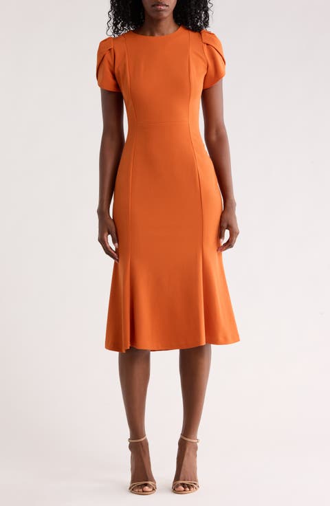 Tulip Sleeve Midi Dress