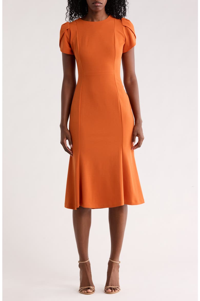 calvin klein tulip sleeve a line dress Women's Tulip-Sleeve Midi Dress