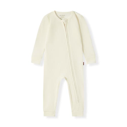Milkbarn Waffle Zipper Pajama In White