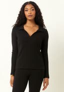 Single Stitch Classic Ribbed V-Neck Sweater with Collar