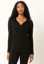 Single Stitch Classic Ribbed V-Neck Sweater with Collar