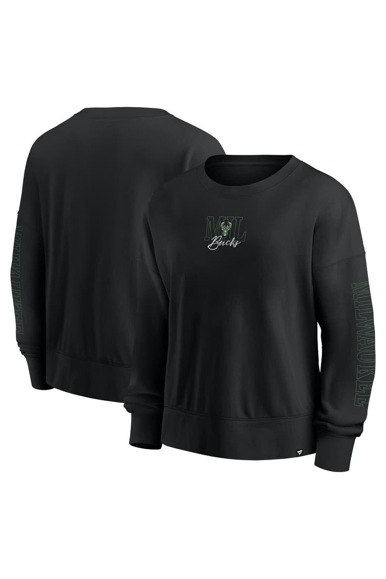 Black Milwaukee Bucks Oversized Game Day Pullover Sweatshirt, Main, color, Black