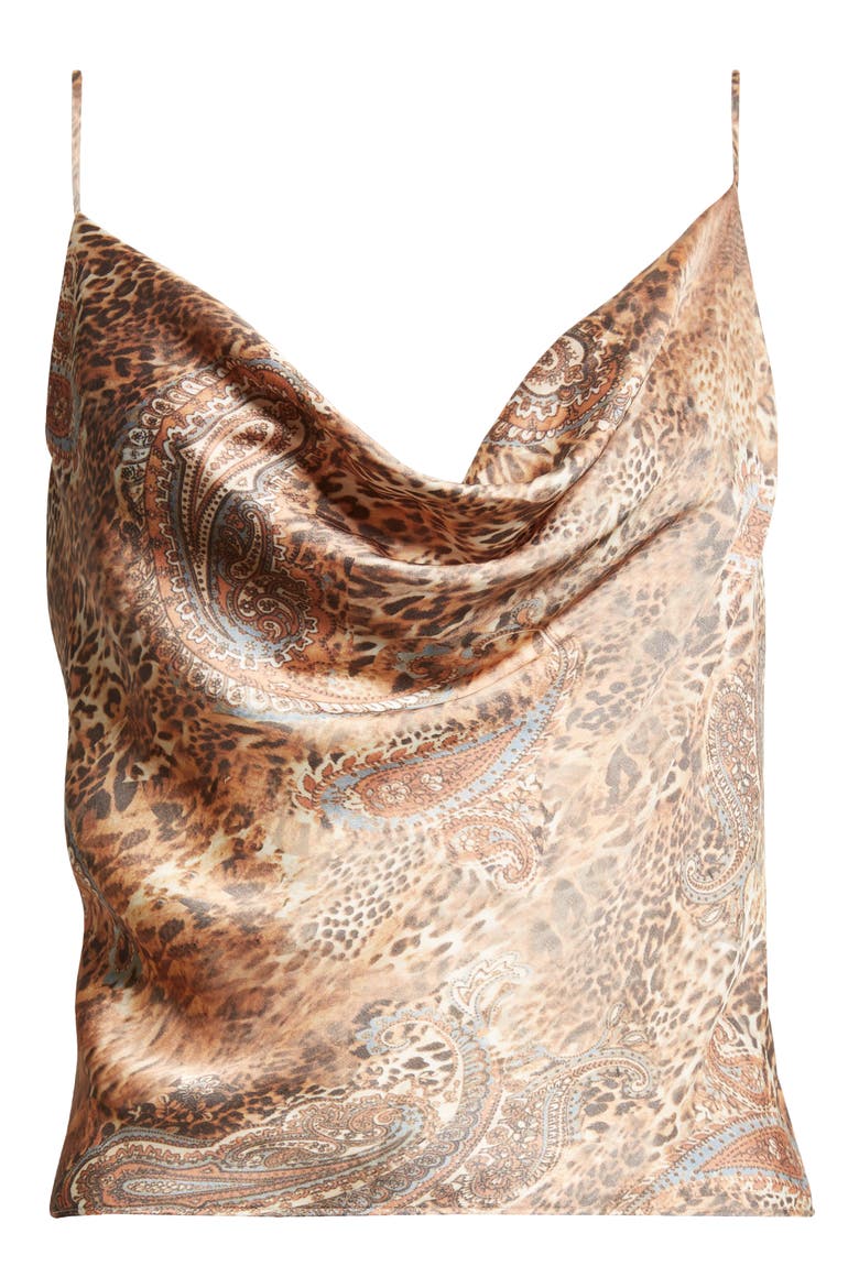 Calista Cowl Neck Cami, Alternate, color, BROWN/ BLUE VALENCIA LEOPARD