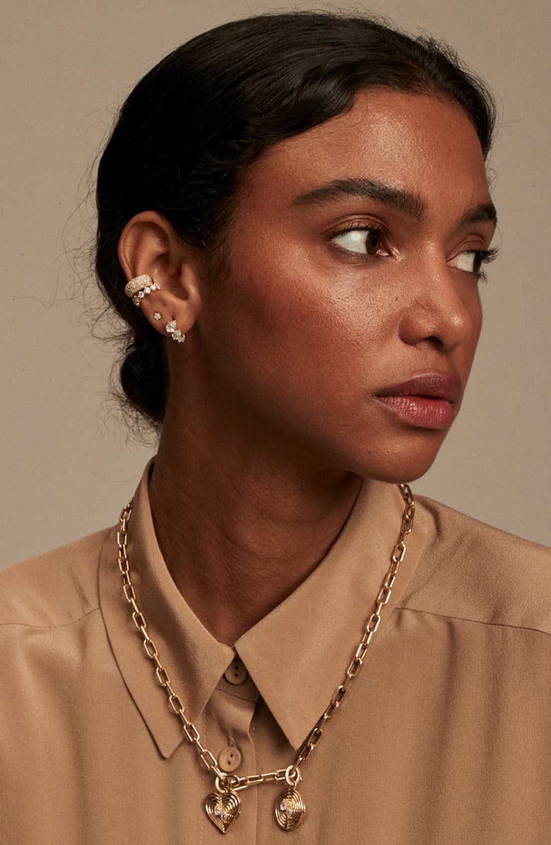 Adina Reyter Diamond Oval Locket Charm, Alternate, color, 14K Yellow Gold