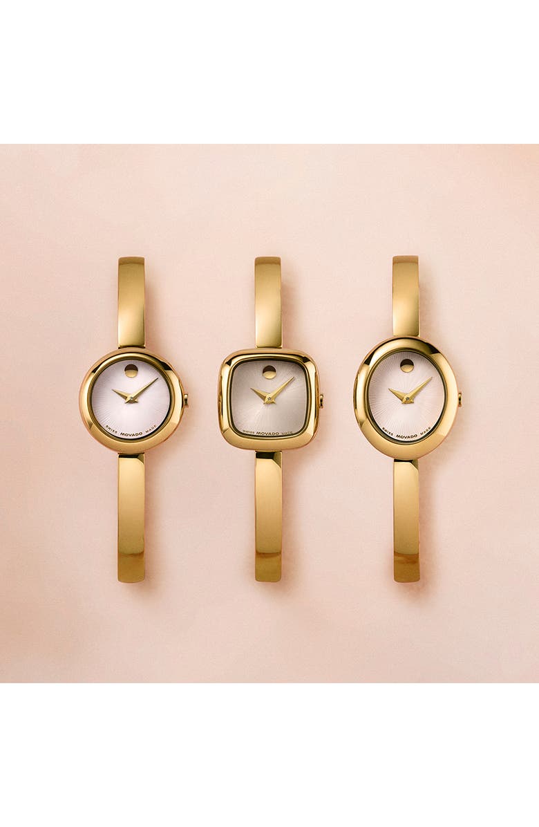 Movado Museum Oval Bangle Watch, 22mm x 26mm, Alternate, color, Silver Dial