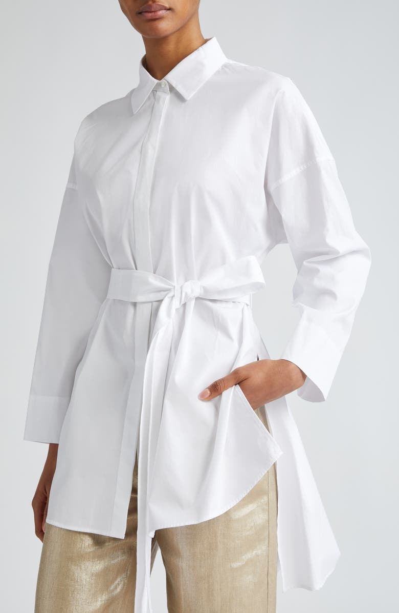 Max Mara Tea Belted Cotton Tunic, Alternate, color, 