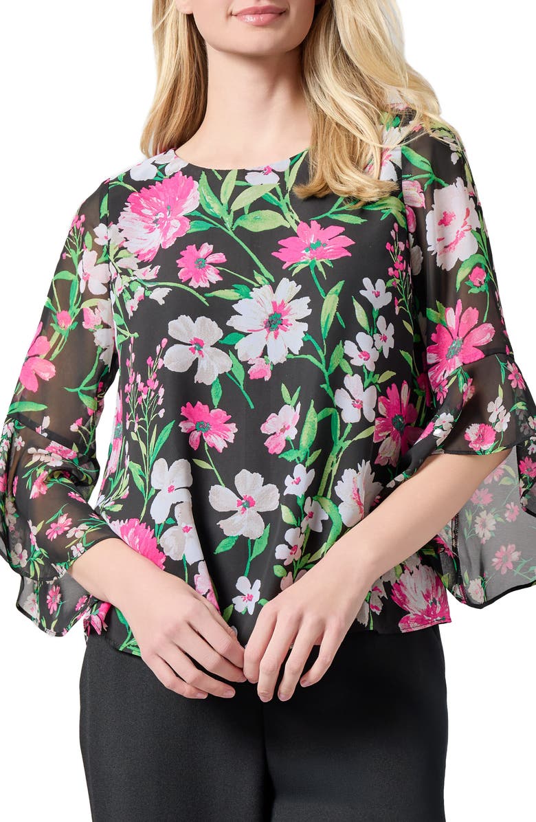 KASPER Ruffle Sleeve Top, Main, color, 