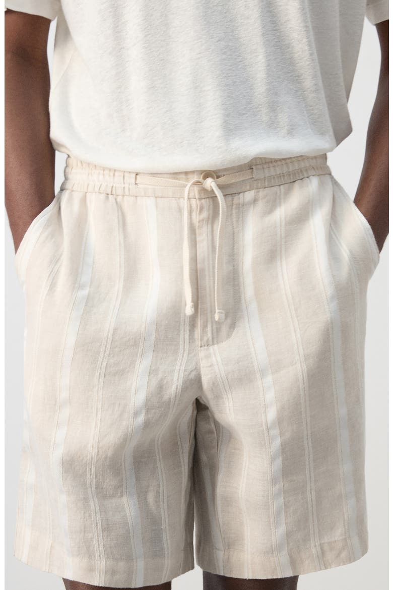 Stripe Linen Blend Bermuda Shorts, Alternate, color, ECRU