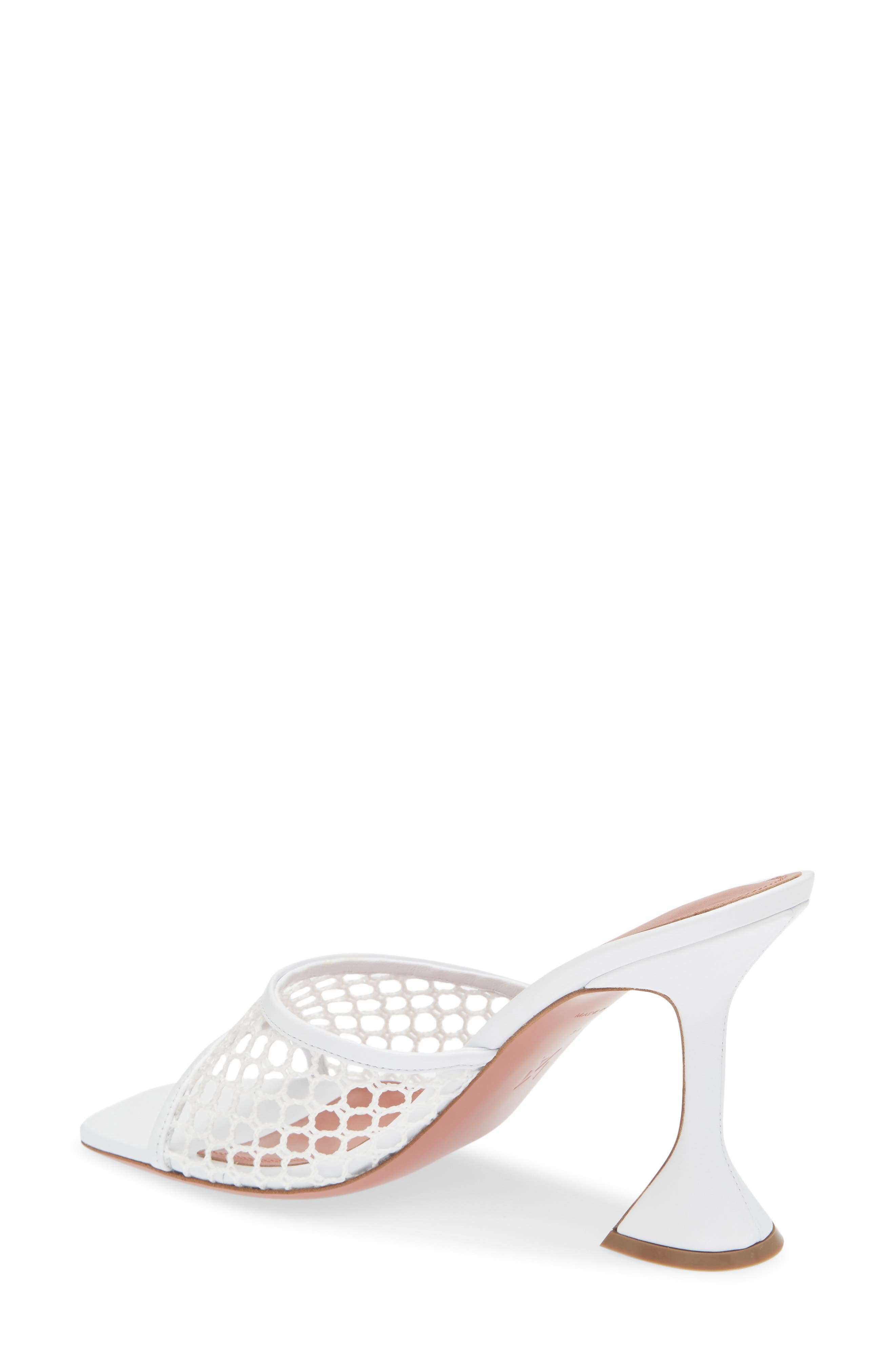 Amina Muaddi Lupita Net Slide Sandal, Alternate, color, White Net White Nappa