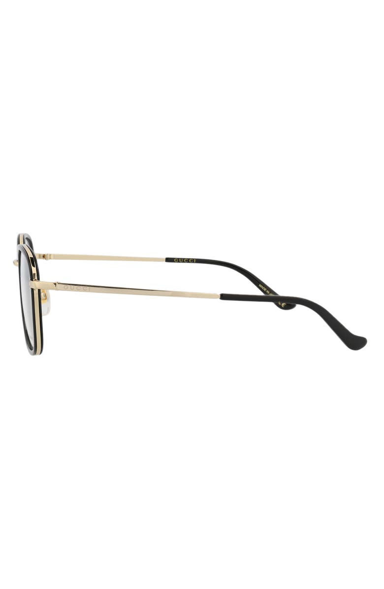 Gucci 52mm Square Sunglasses, Alternate, color, Black Gold Transparent