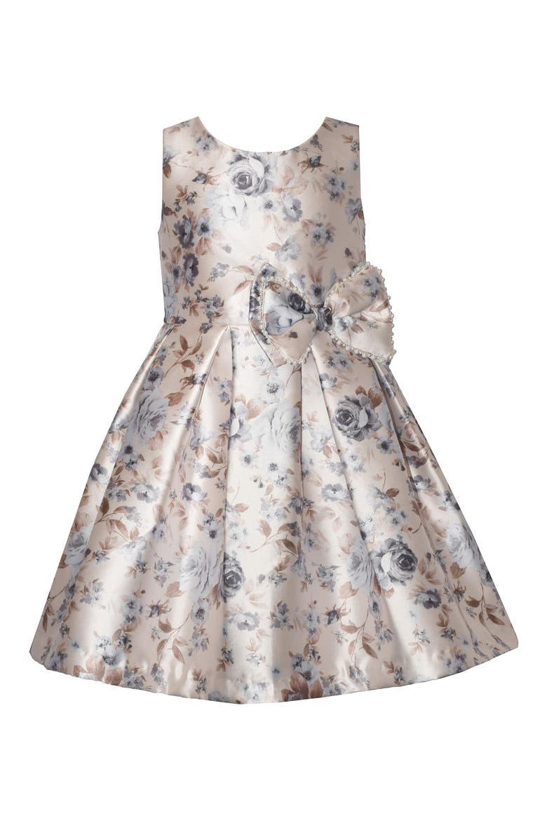 Kids' Floral Mikado Box Pleat Dress, Main, color, BLUE