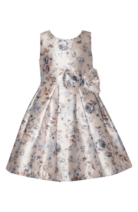 Kids' Floral Mikado Box Pleat Dress