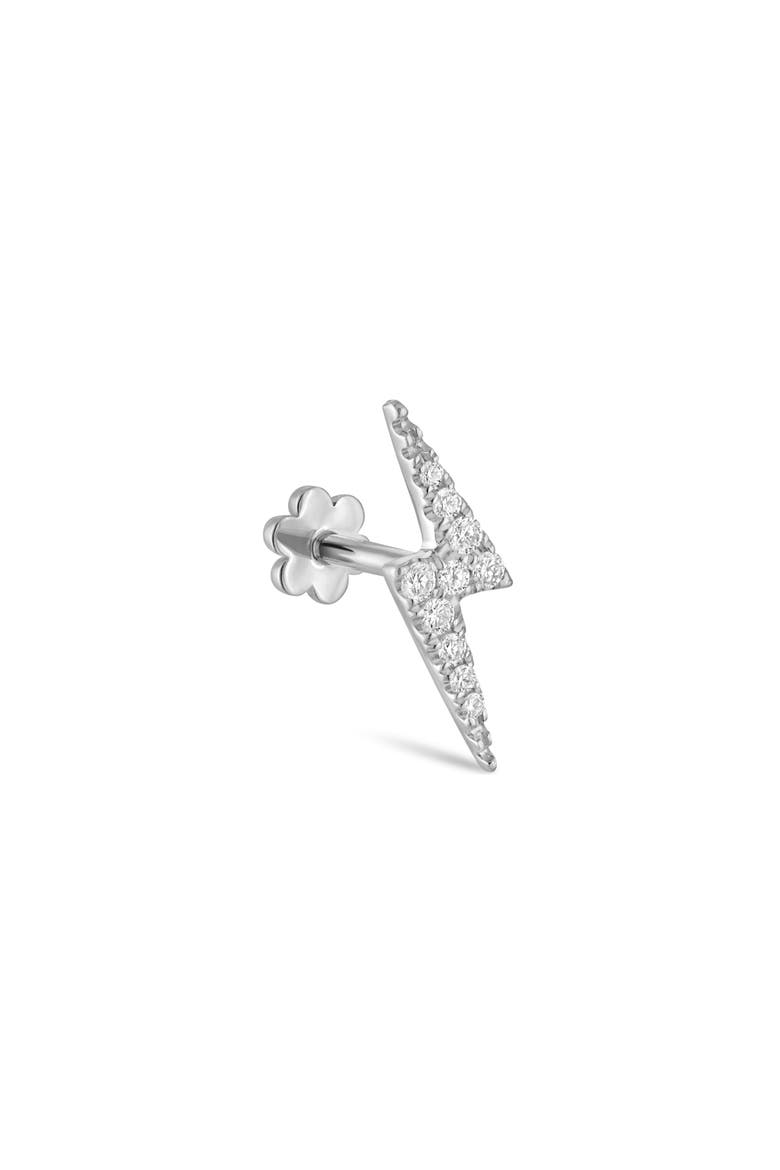 Diamond Lightning Bolt Single Stud Earring, Alternate, color, WHITE GOLD