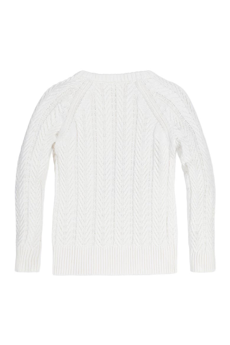 Baby Girls' Organic Raglan Cable Sweater, Infant, Alternate, color, Soft White Leaf Cable