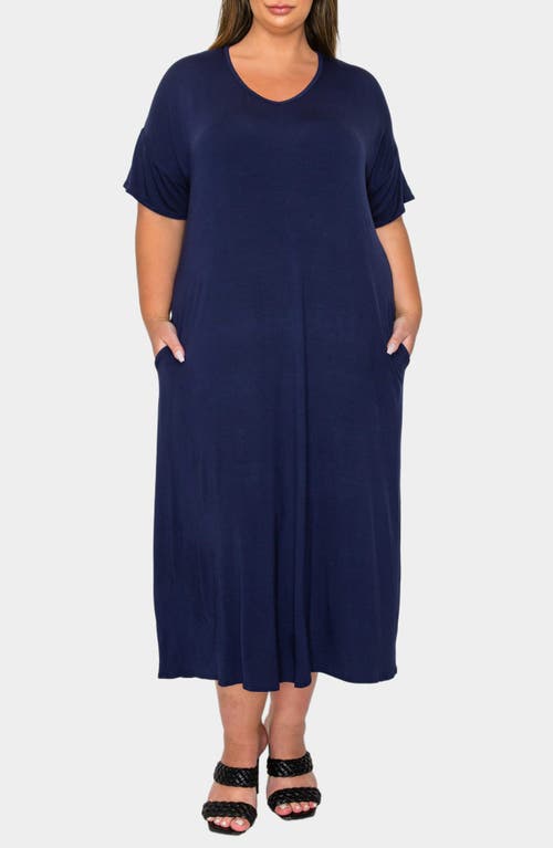 L I V D Olivia Short Sleeve Midi Dress In Blue