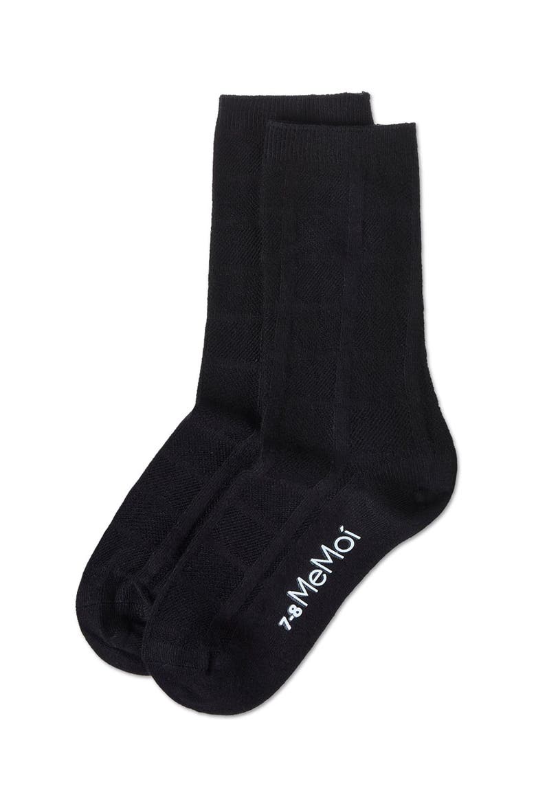 Solid Plain Crew Socks, Alternate, color, Black