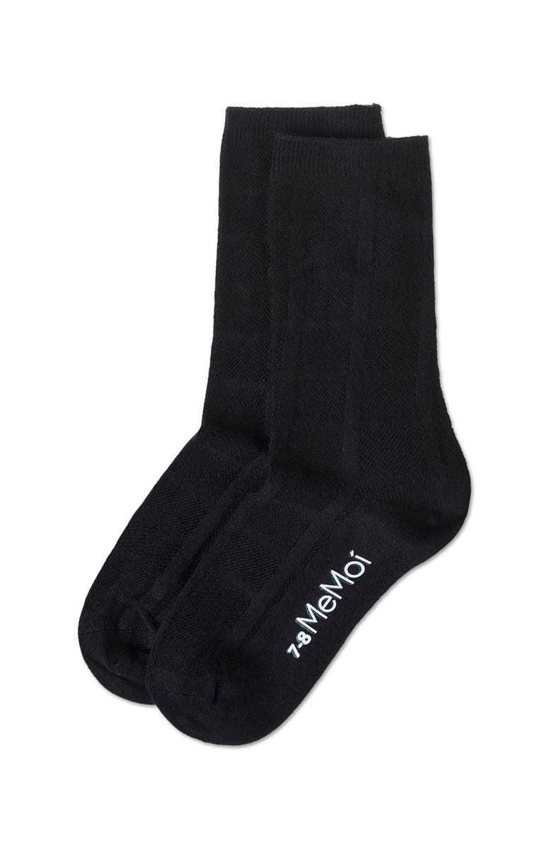 MeMoi Solid Plain Crew Socks, Alternate, color, Black