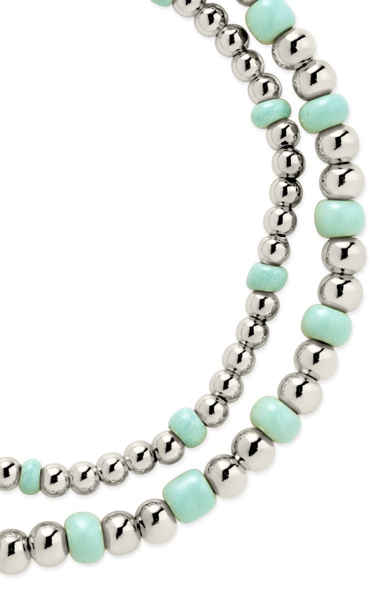 Sterling Forever Set of 2 Misty Stretch Beaded Bracelets, Alternate, color, Silver