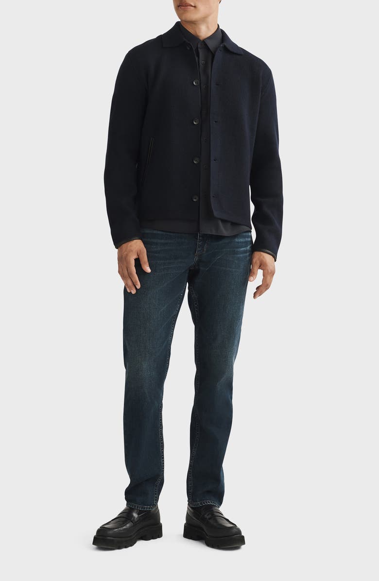 rag & bone Melrose Leather Trim Wool Blend Cardigan, Alternate, color, 