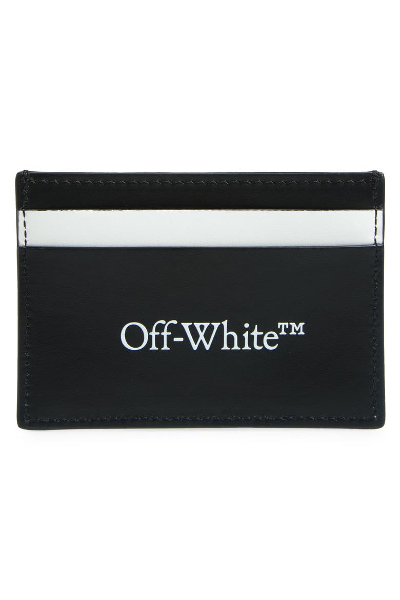 Out of Office Leather Card Case, Alternate, color, BLACK - WHITE