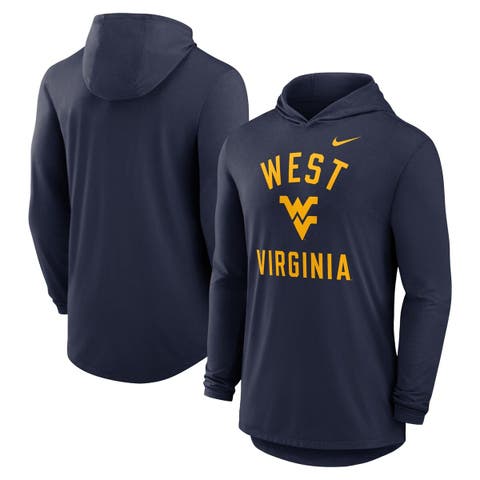 Men's Nike Navy West Virginia Mountaineers Classic Arch Tri-Blend Performance Long Sleeve Hoodie T-Shirt
