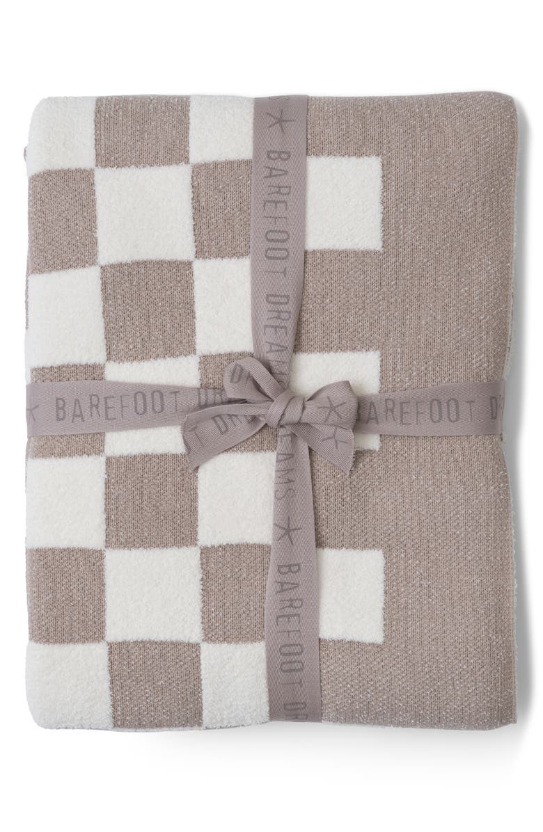 Barefoot Dreams<sup>®</sup> CozyChic<sup>™</sup> Checkered Cotton Blend Throw Blanket, Main, color, Fauna/ Cream