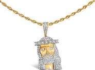 Haus of Brilliance Men's 10K Yellow Gold 1 1/3 Cttw Diamond Studded Jesus Pendant Necklace