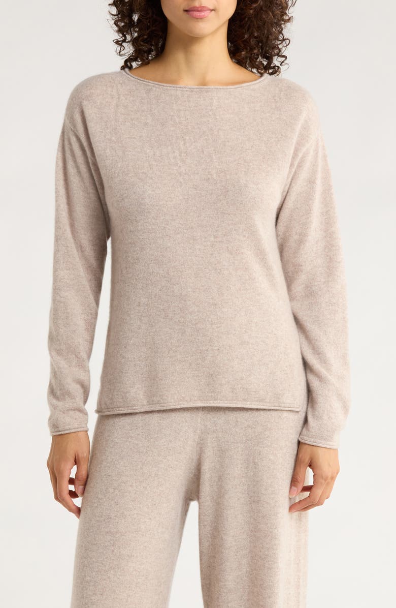 Nordstrom Cashmere Lounge Top, Main, color, Tan Oxford Heather