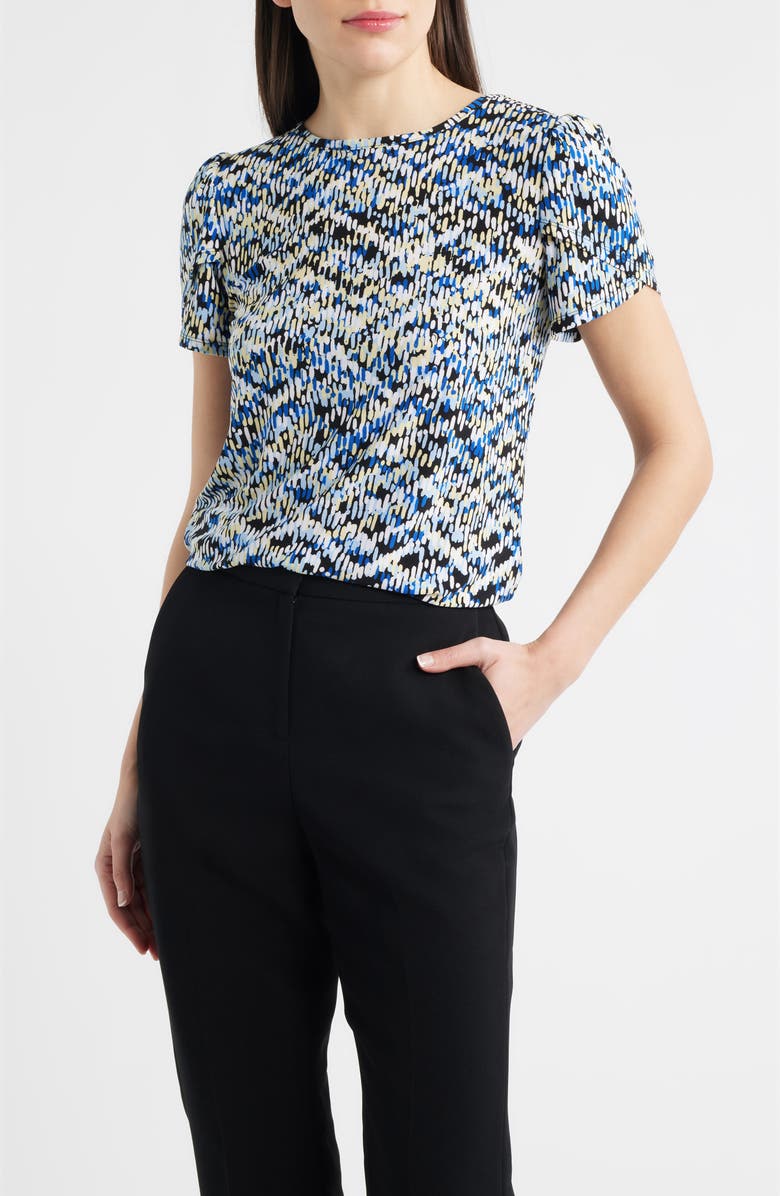 AK ANNE KLEIN Tulip Sleeve Top, Main, color, Anne Black Multi