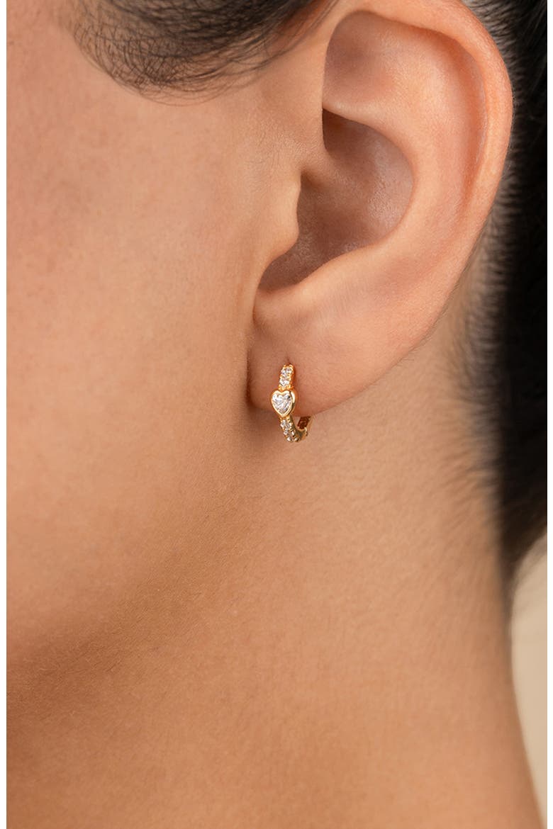 Heart Bezel Hoop Earrings, Alternate, color, GOLD