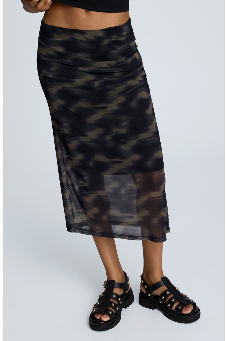 Pull-On Mesh Midi Skirt, Main, color, BLACK MULTI