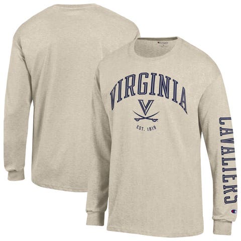 Men's Champion  Heather Oatmeal Virginia Cavaliers Neutral Arch Long-Sleeve T-Shirt