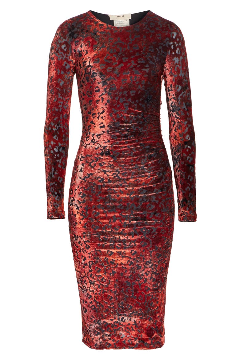 Leopard Burnout Velvet Dress, Alternate, color, ROSSO