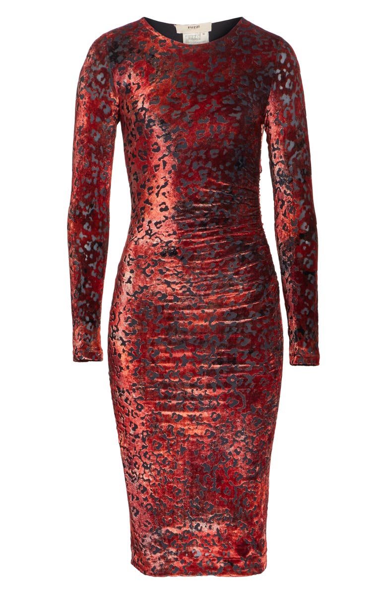 Fuzzi Leopard Burnout Velvet Dress, Alternate, color, 