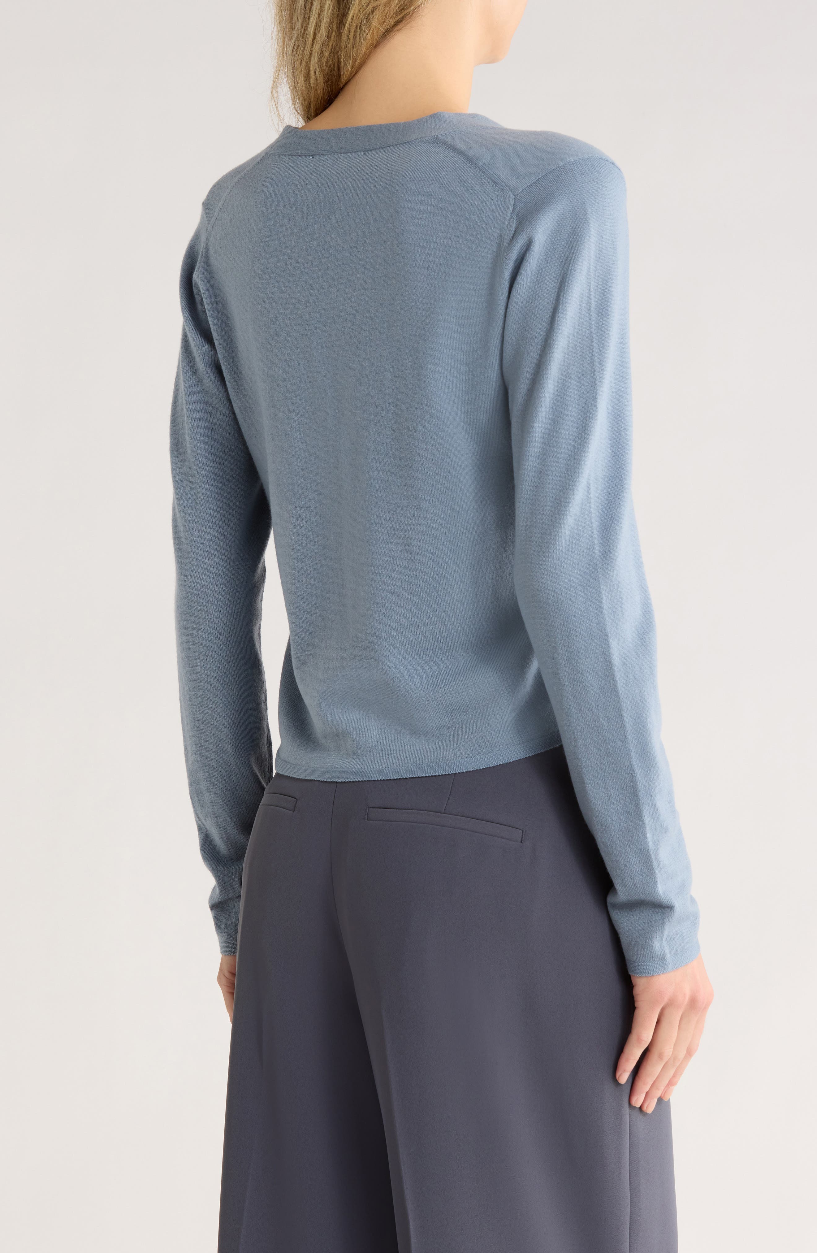 Slim Button Front Wool Bend Cardigan - image 4