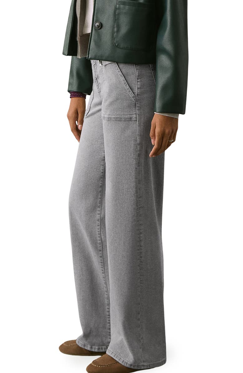 MANGO TEEN Star Embroidered Straight Leg Jeans, Alternate, color, Denim Grey